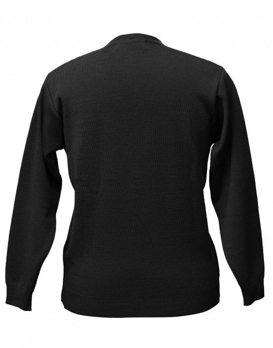 Women pure wool sweater plain heavy black Round Neck